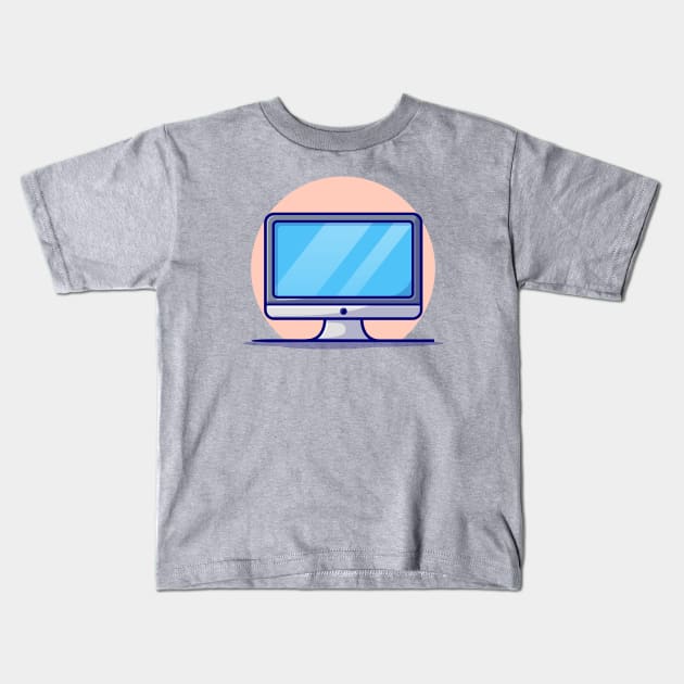 Computer Desktop Cartoon Vector Icon Illustration Kids T-Shirt by Catalyst Labs